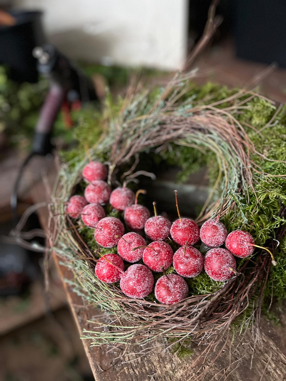 Moos-Kranz mit Äpfeln & Thymian (20/25/30 cm) – Duftende Deko mit Band