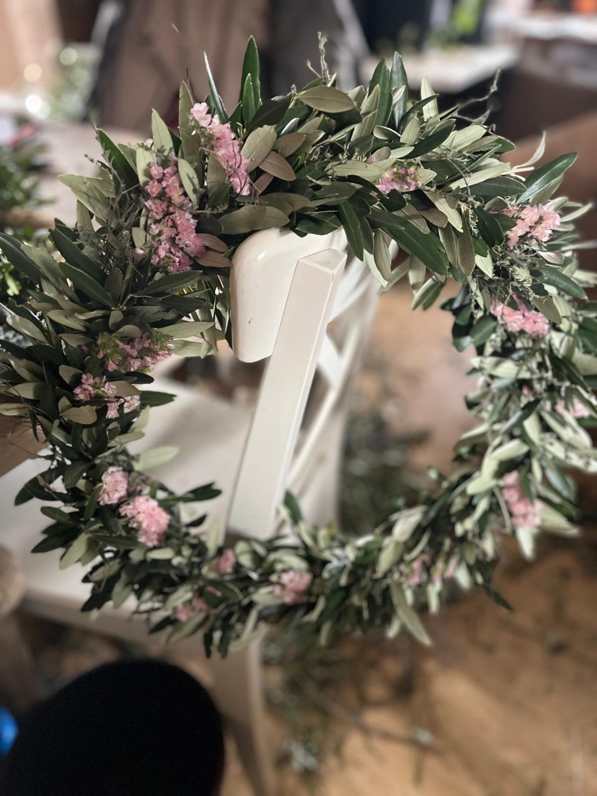 Olivenkranz mit Strandflieder & Thymian – Handgefertigt, Natur-Deko, Trockenblumen Unikat – 20cm/25cm