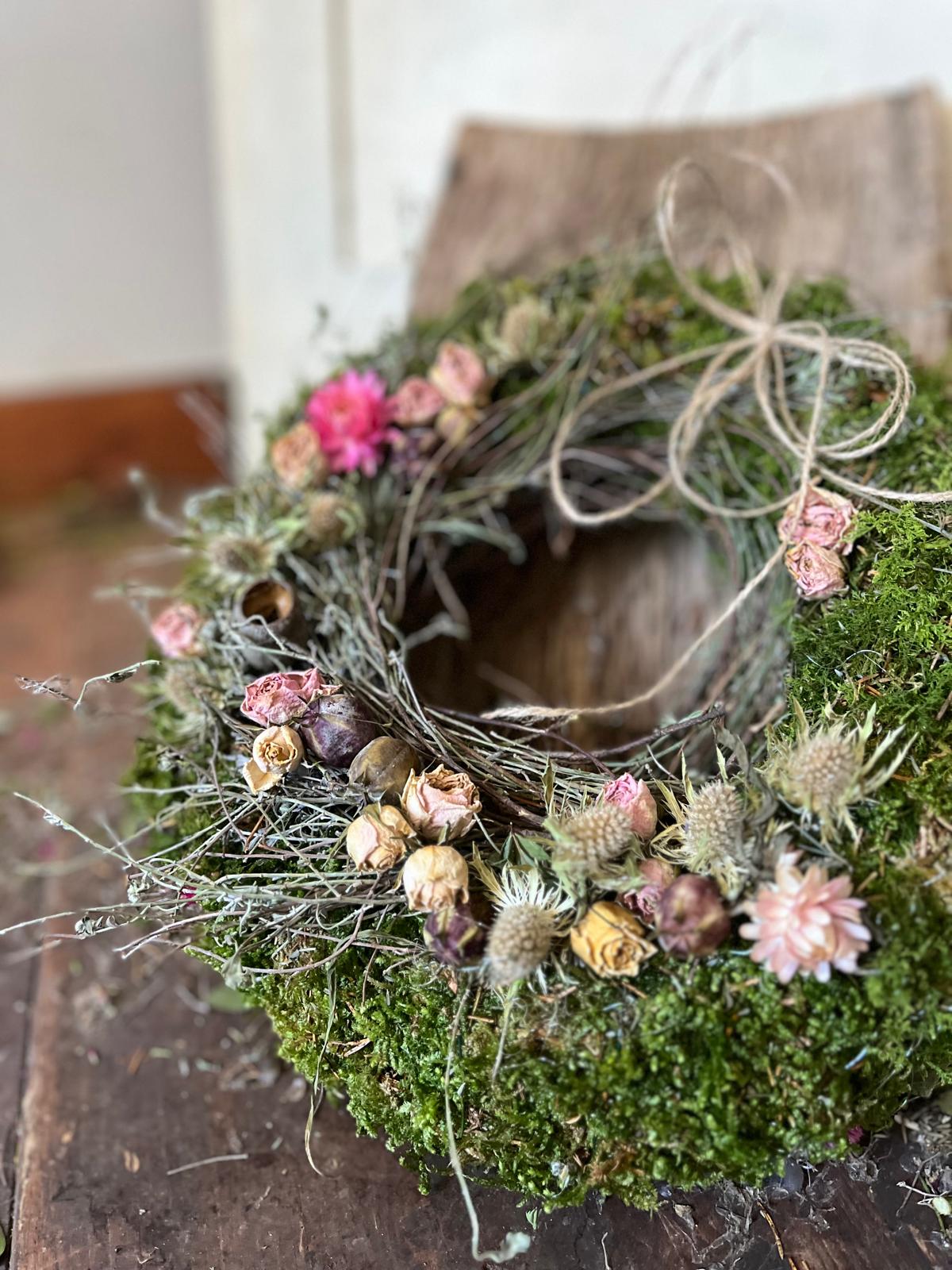 Nostalgischer Trockenblumenkranz – Zeitlose Deko im Vintage-Stil – Wandkranz & Tischdeko – 20cm 25cm 30cm – Unikat