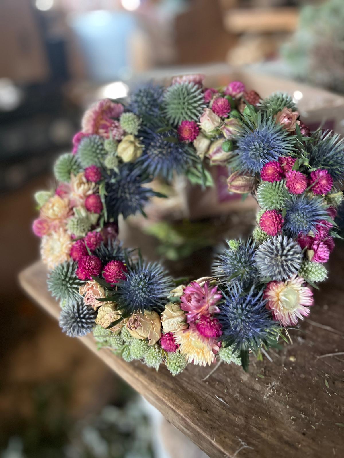 Trockenblumenkranz Dekokranz handgemacht | Wandkranz Türkranz Natur | Boho Tischdeko Kerzenkranz Unikat | Geschenk Idee, 20cm / 23cm