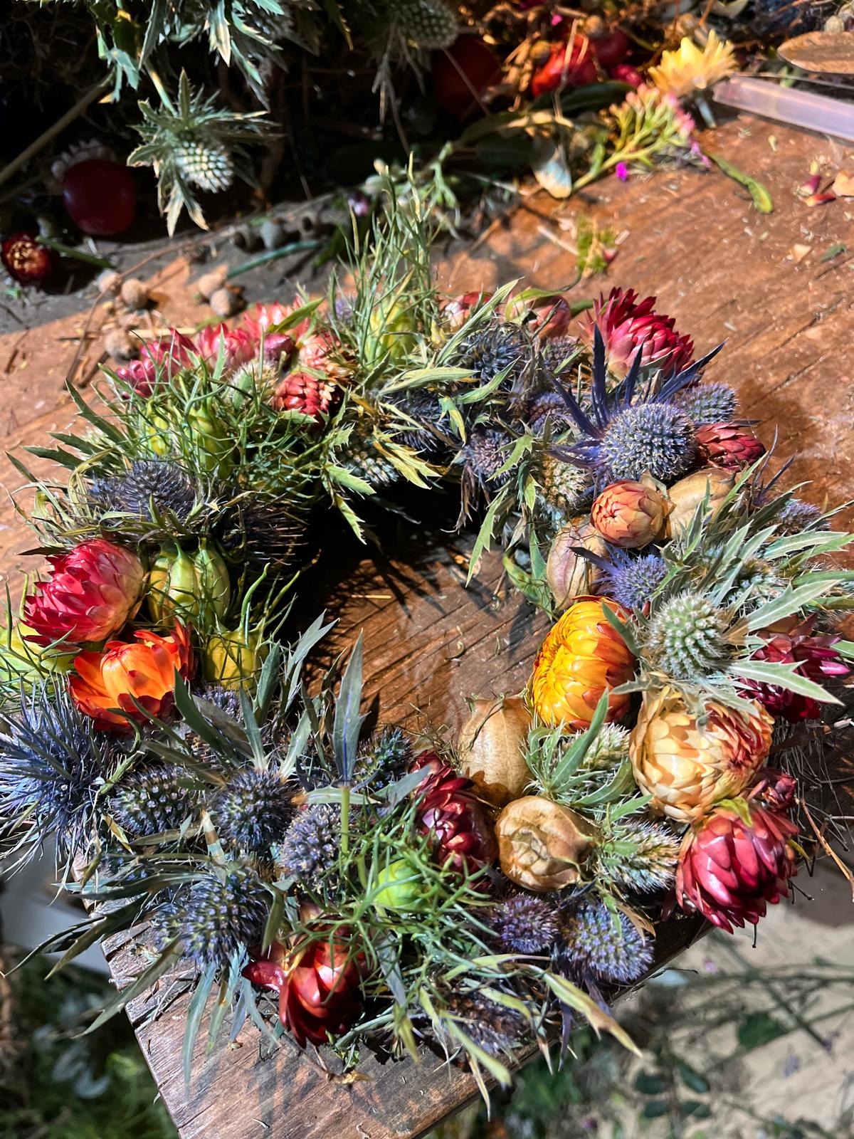 Trockenblumenkranz klein 18cm | Dekokranz handgemacht Unikat | Wandkranz Türkranz Natur | Boho Tischdeko Kerzenkranz, Geschenk Idee