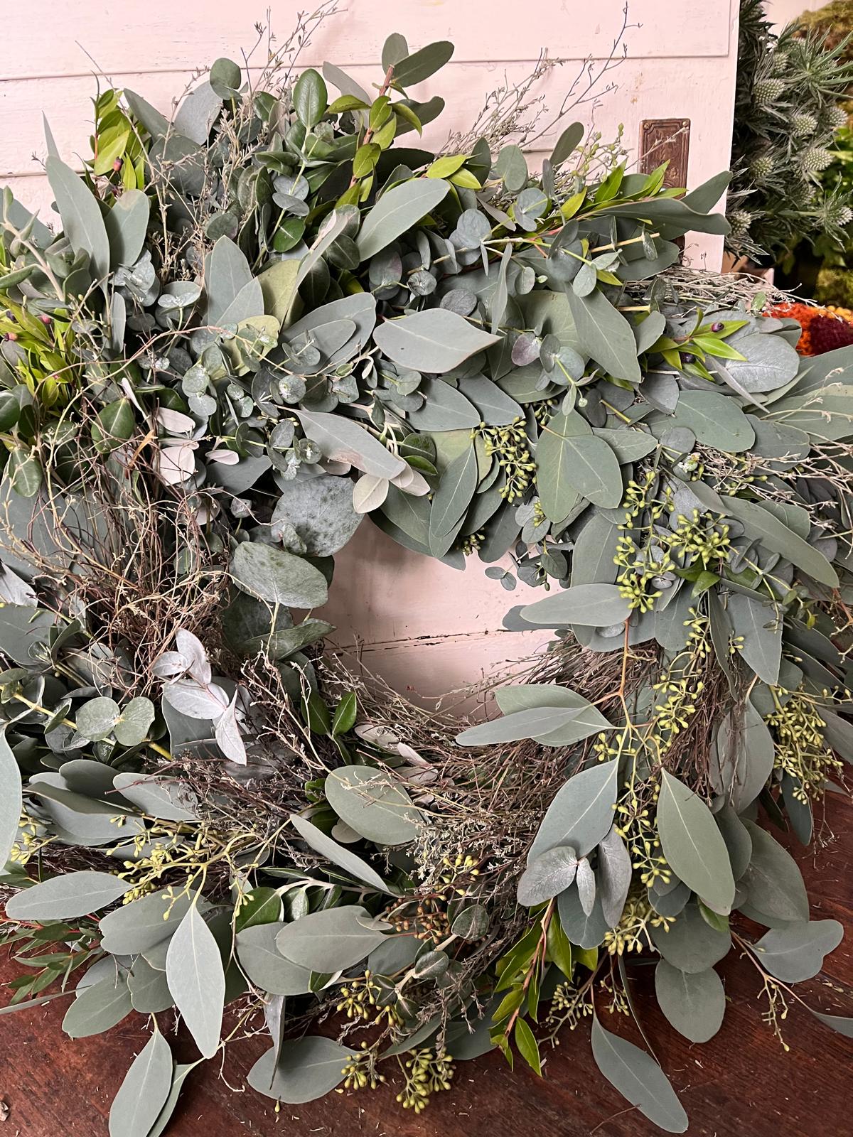 Exclusive mit verschiedene Eukalyptus, Thymian | Handgemachter Kranz | dickergebunden