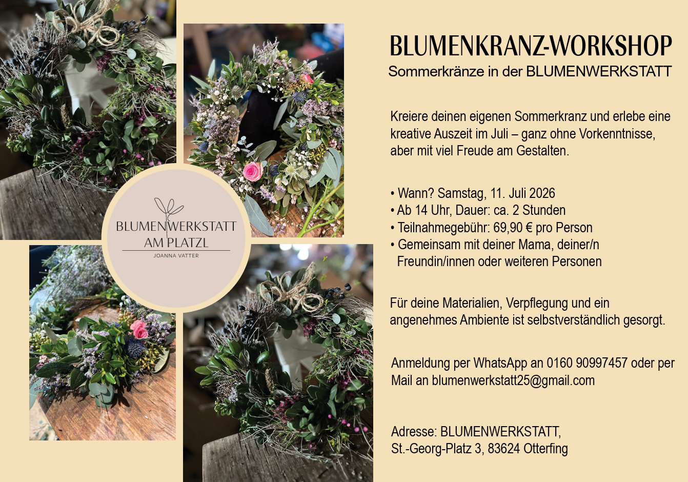 11. Juli 2026: Kreative Auszeit: Sommerkranz-Workshop in der Blumenwerkstatt
