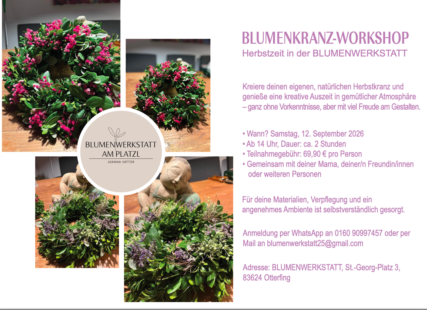 12. September 2026: Kreative Auszeit: Sommerkranz-Workshop in der Blumenwerkstatt