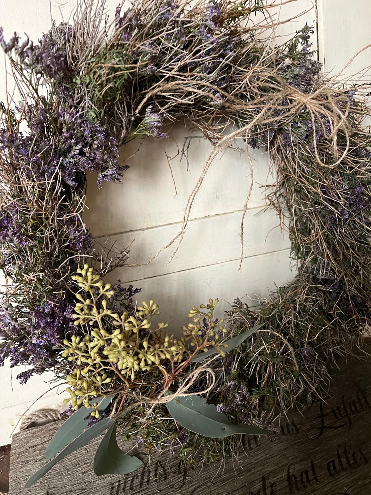 Trockenkranz aus Thymian & Strandflieder mit Exkalypthus