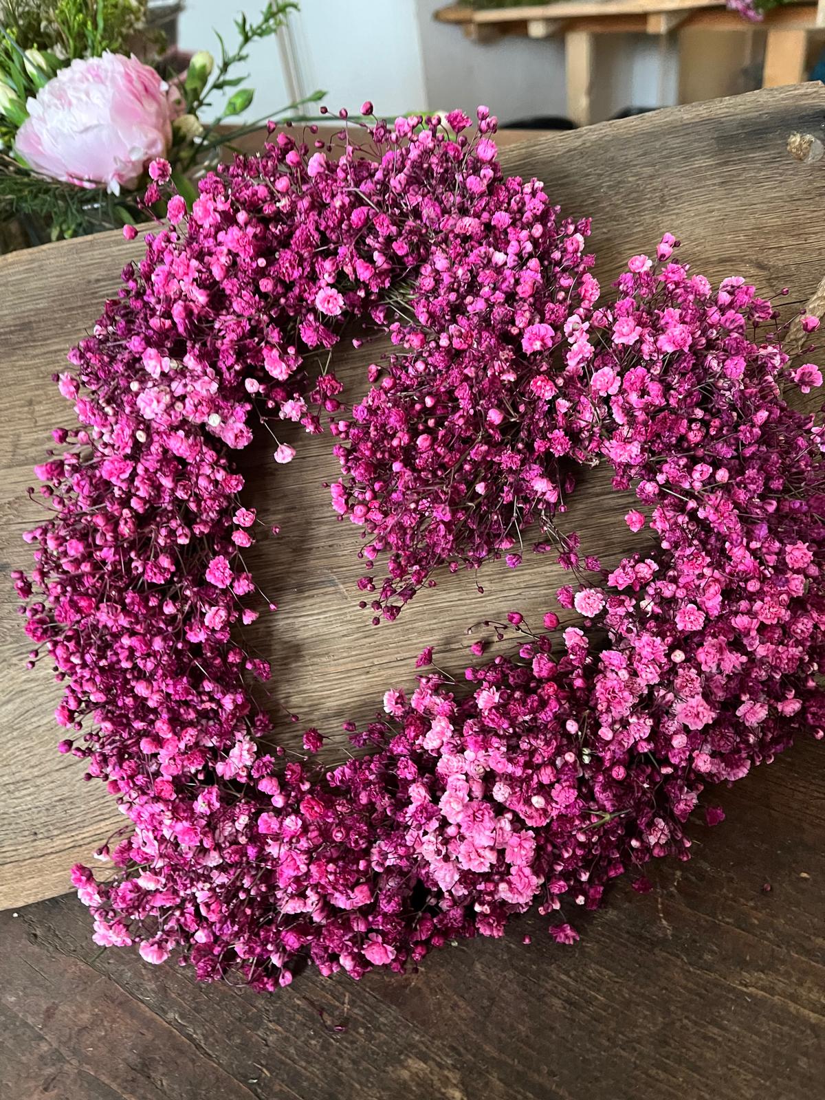 Schleierkraut Herz – frisch gebunden, dick, langlebige Trockenblumendeko 25cm