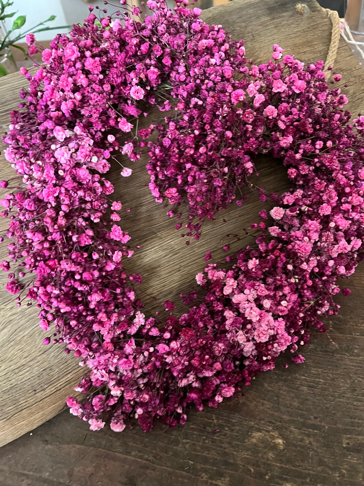 Schleierkraut Herz – frisch gebunden, dick, langlebige Trockenblumendeko 25cm