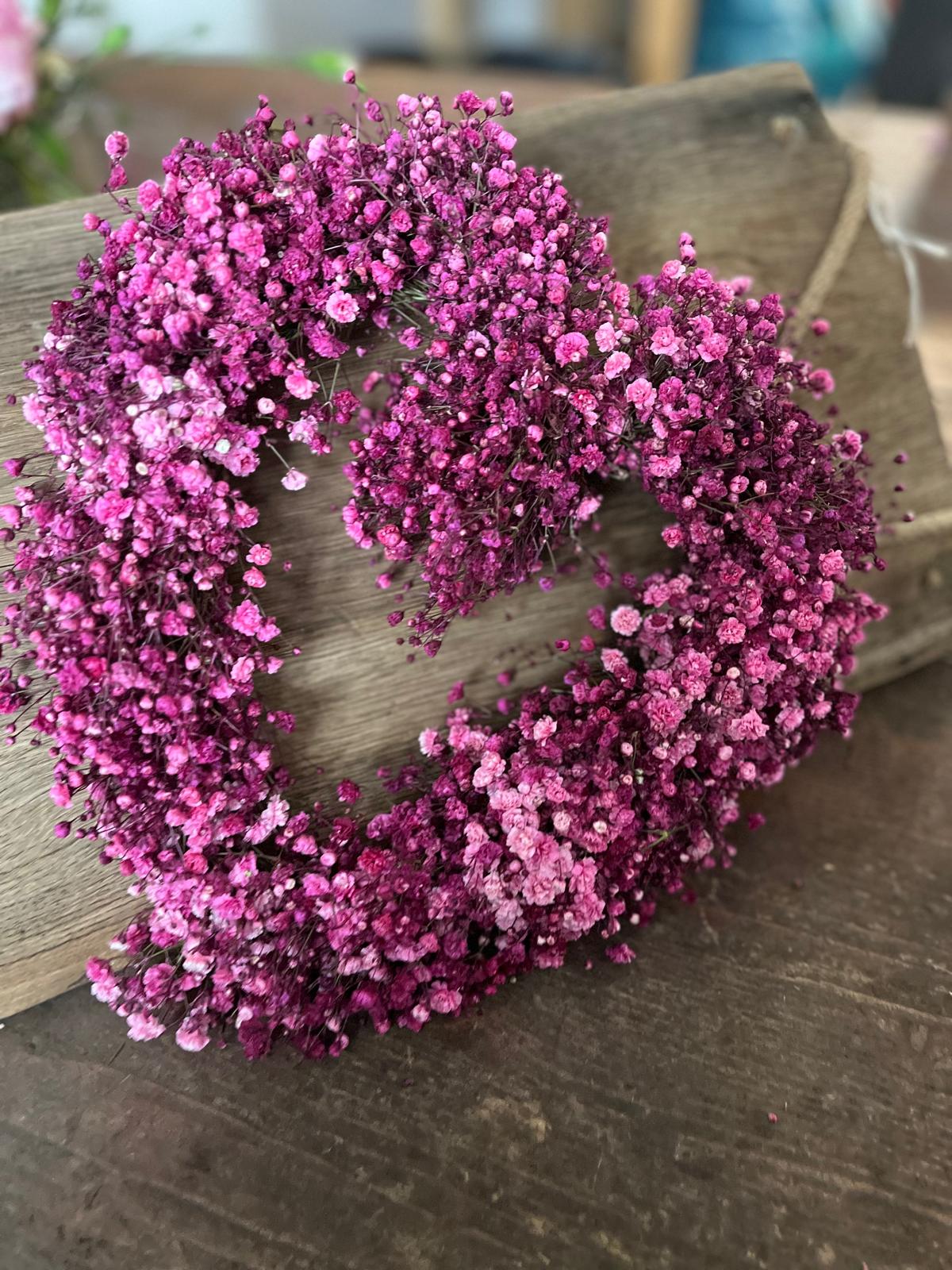 Schleierkraut Herz – frisch gebunden, dick, langlebige Trockenblumendeko 25cm