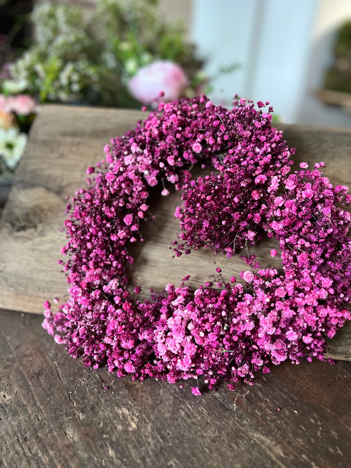 Schleierkraut Herz – frisch gebunden, dick, langlebige Trockenblumendeko 25cm