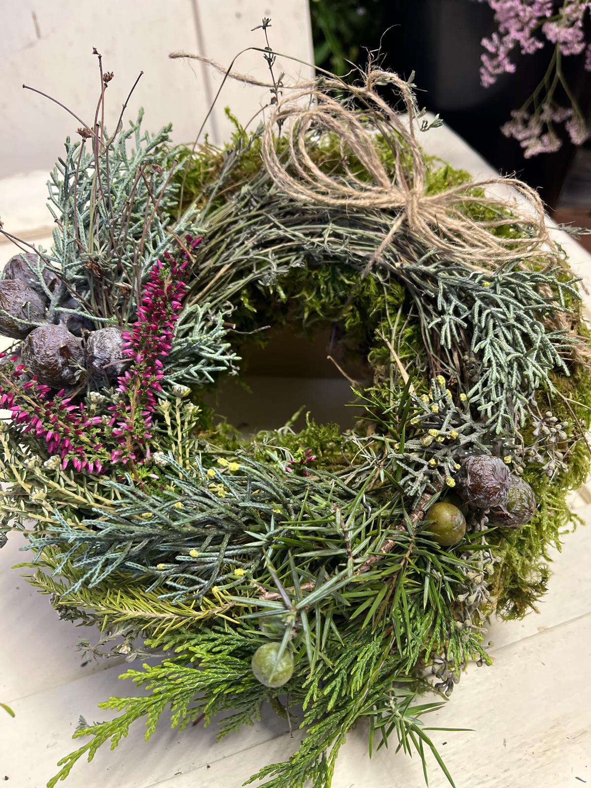 NEU! Mooskranz mit Gemischtem Grün (20/25/30 cm) – Frisch gebundenes Unikat