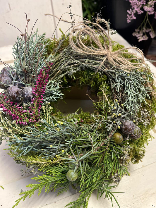 NEU! Mooskranz mit Gemischtem Grün (20/25/30 cm) – Frisch gebundenes Unikat