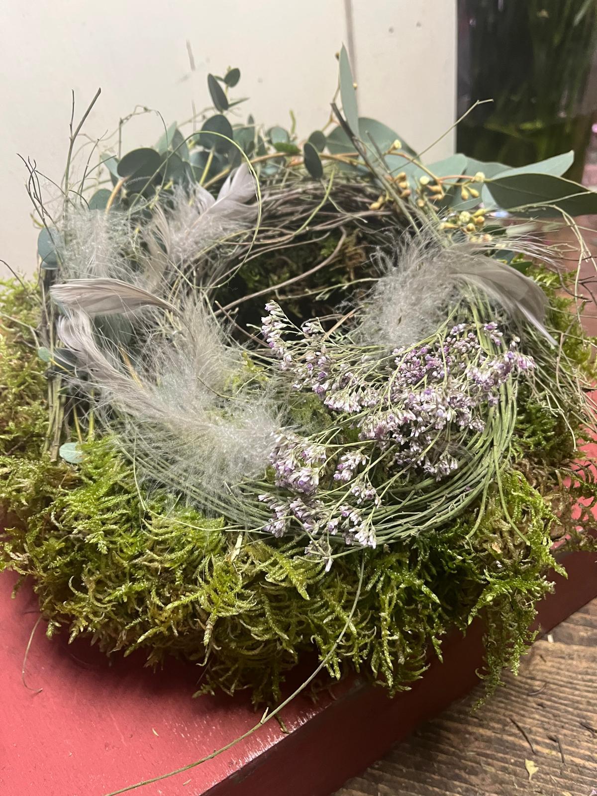 Frühlingskranz Eukalyptus & Thymian | Türkranz modern | Tischdeko Moos & Strandflieder | Handmade 25-35cm