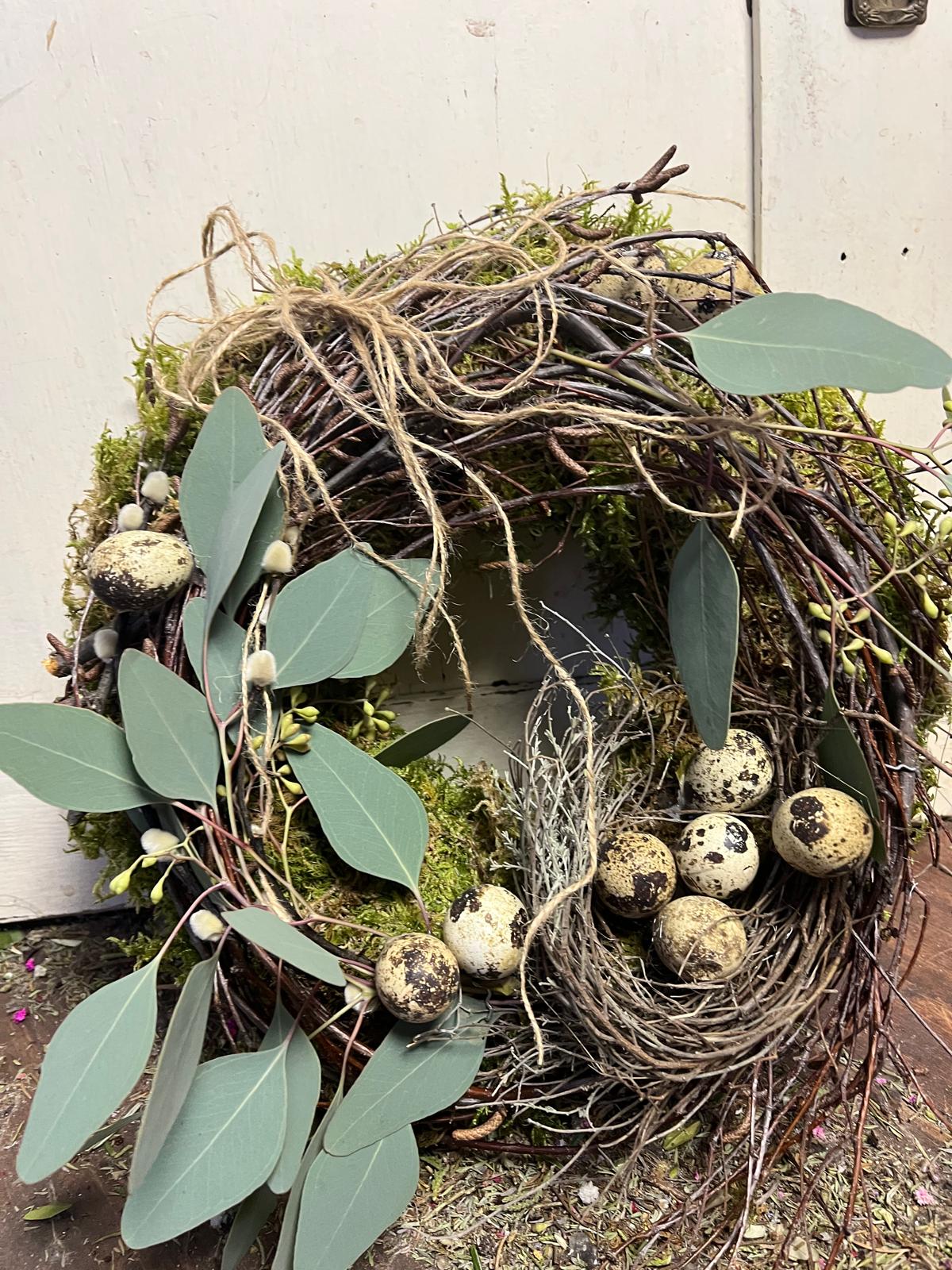 Osterkranz Natur | Eukalyptus & Thymian | Türkranz mit Wachteleiern | Frühlingsdeko handgemacht 20-40cm