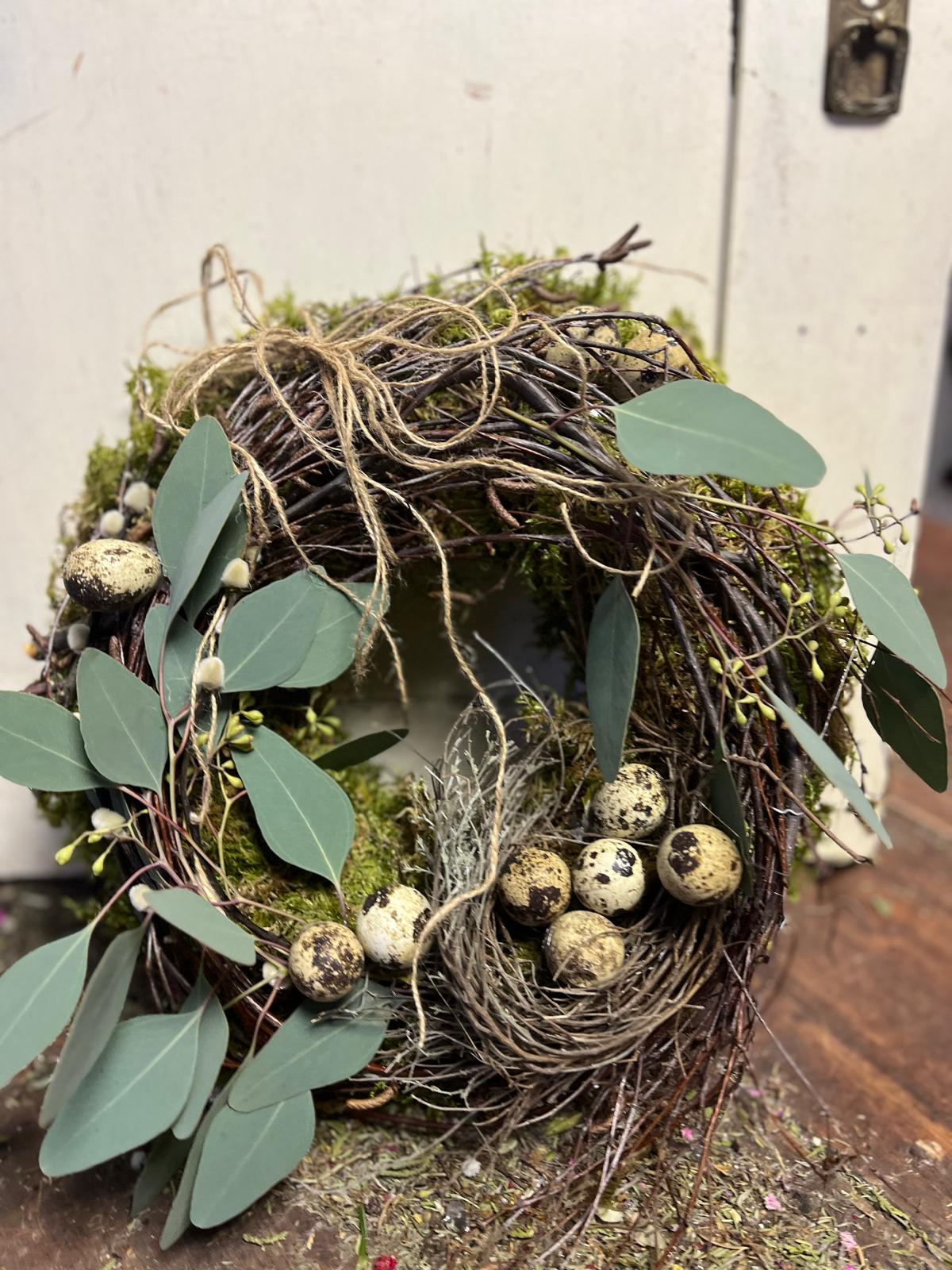 Osterkranz Natur | Eukalyptus & Thymian | Türkranz mit Wachteleiern | Frühlingsdeko handgemacht 20-40cm