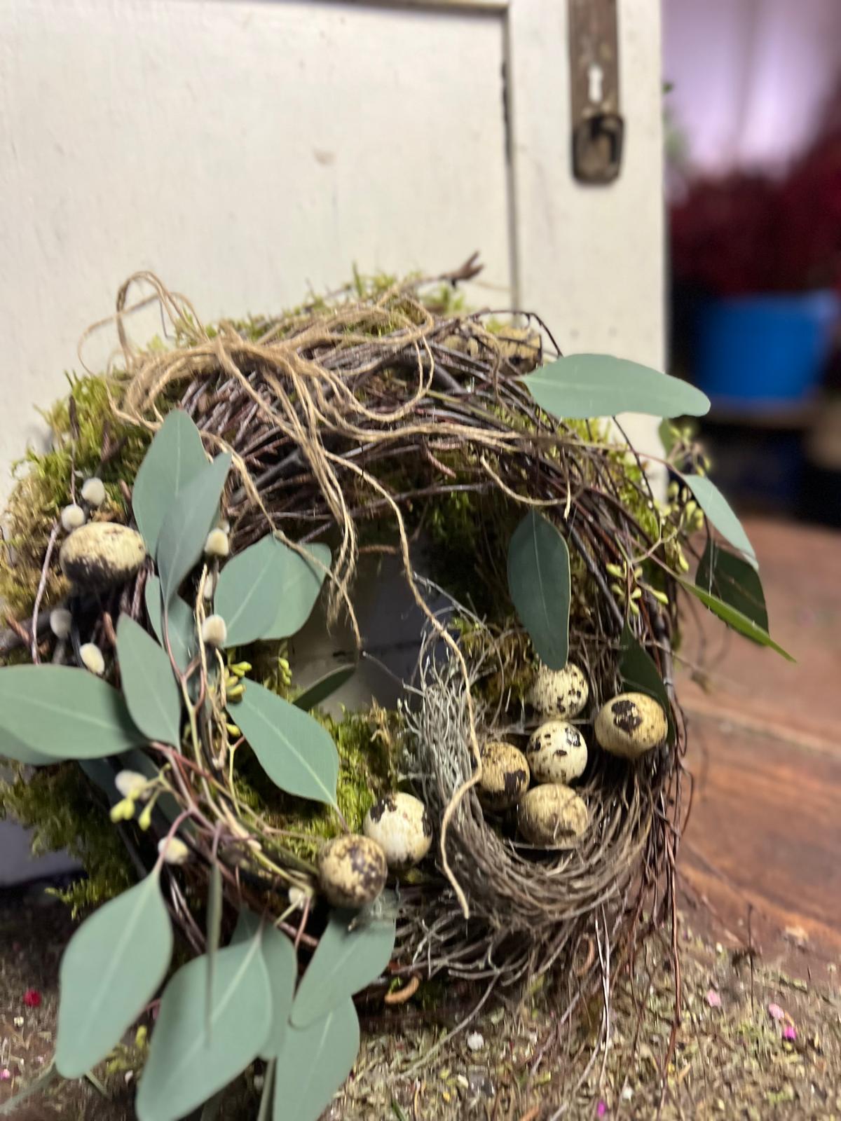 Osterkranz Natur | Eukalyptus & Thymian | Türkranz mit Wachteleiern | Frühlingsdeko handgemacht 20-40cm