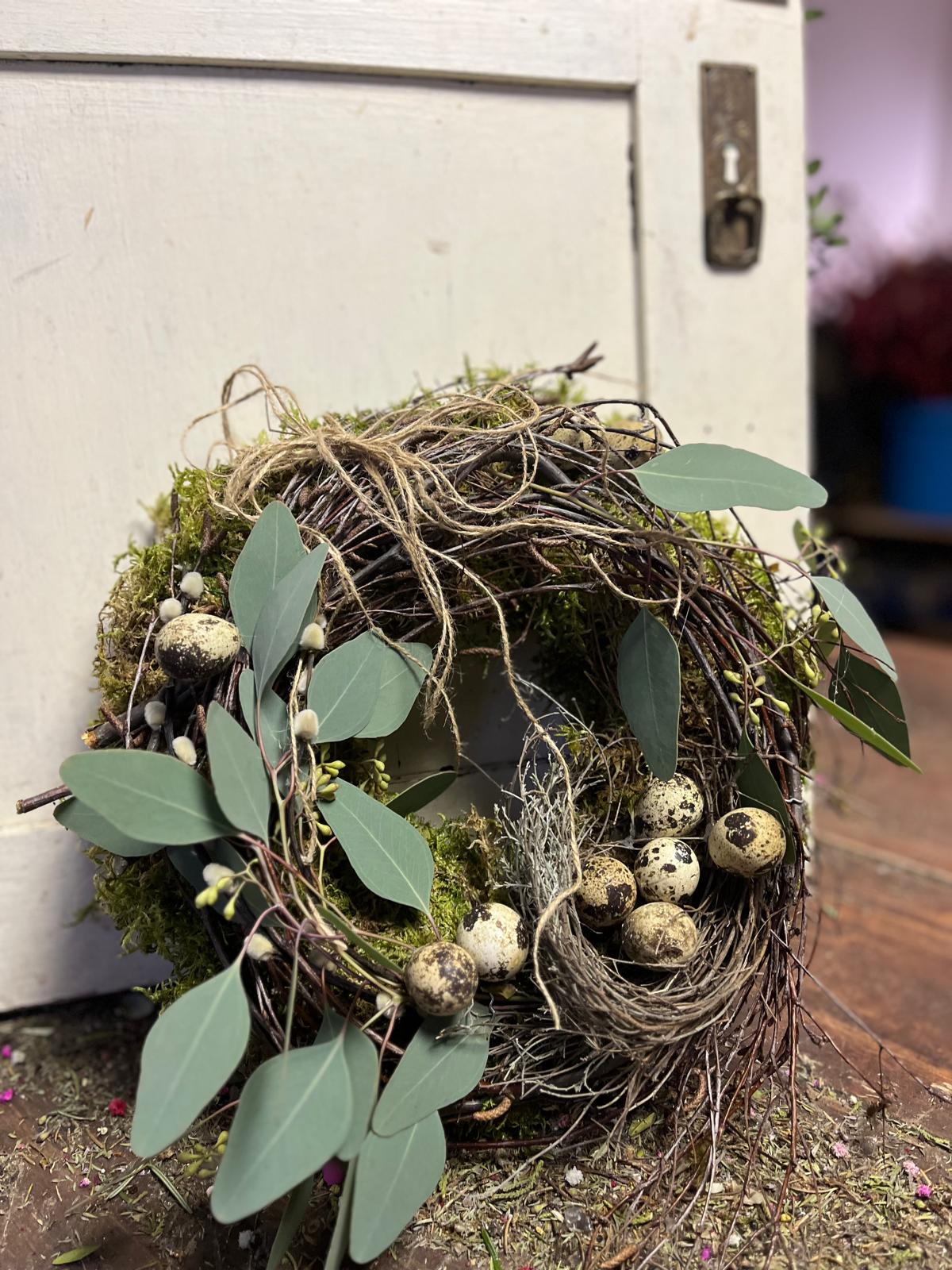 Osterkranz Natur | Eukalyptus & Thymian | Türkranz mit Wachteleiern | Frühlingsdeko handgemacht 20-40cm
