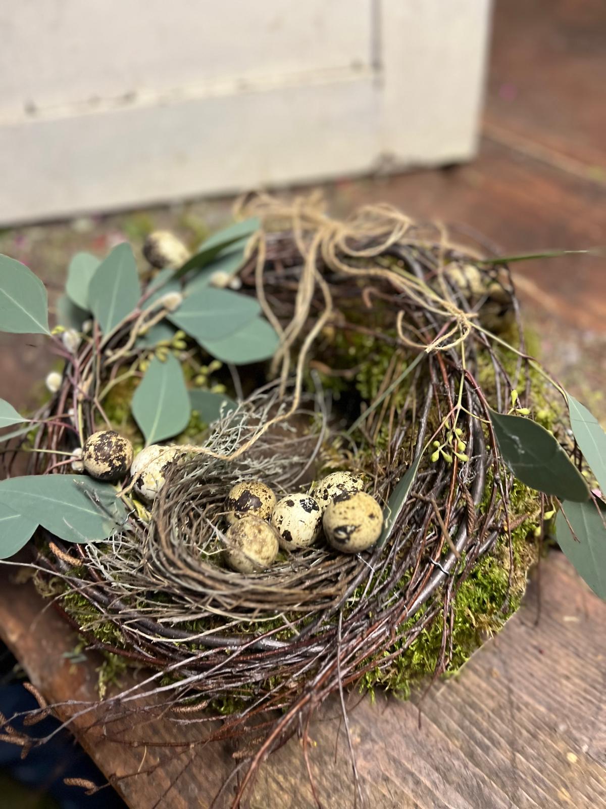 Osterkranz Natur | Eukalyptus & Thymian | Türkranz mit Wachteleiern | Frühlingsdeko handgemacht 20-40cm