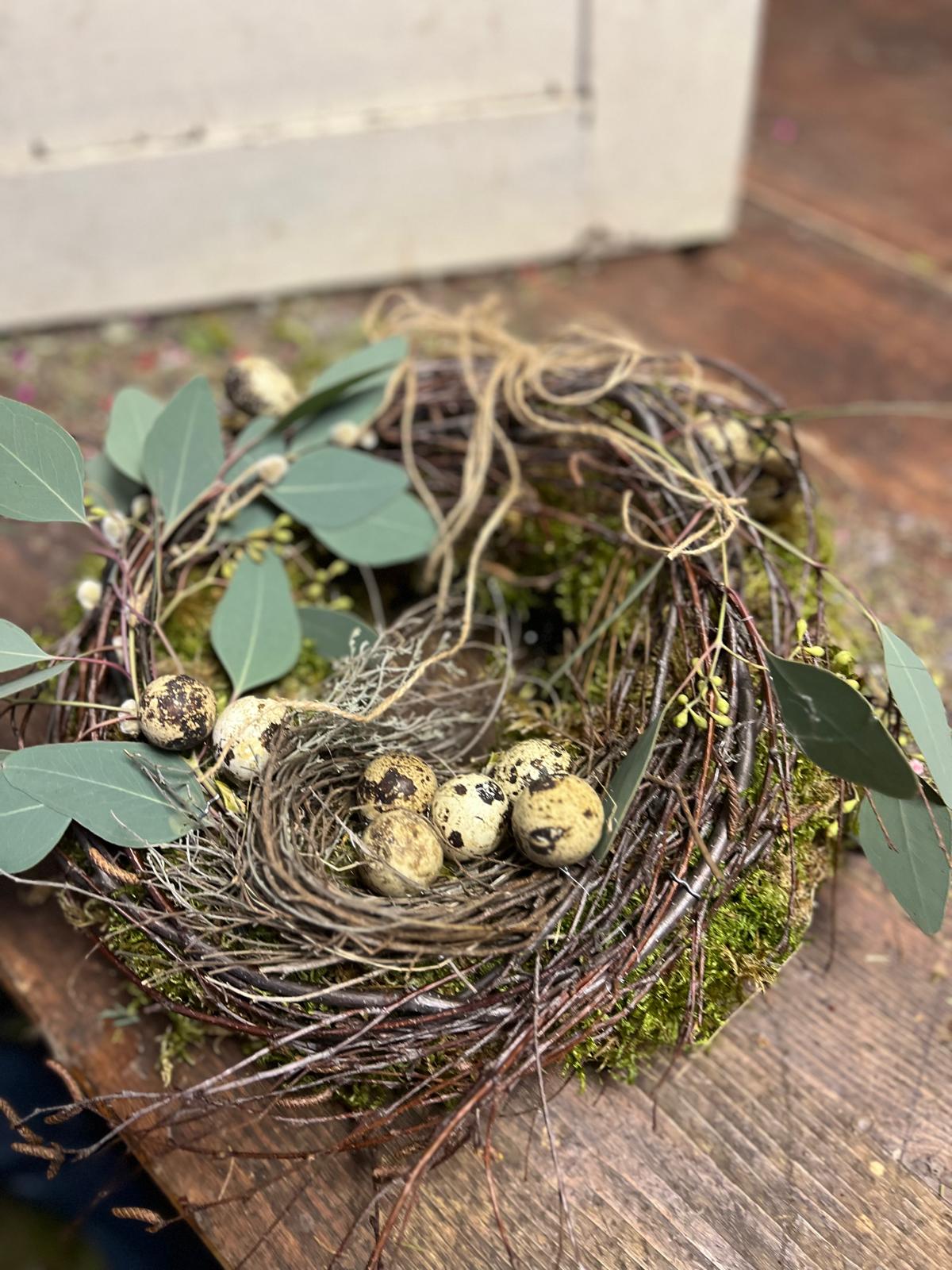 Osterkranz Natur | Eukalyptus & Thymian | Türkranz mit Wachteleiern | Frühlingsdeko handgemacht 20-40cm