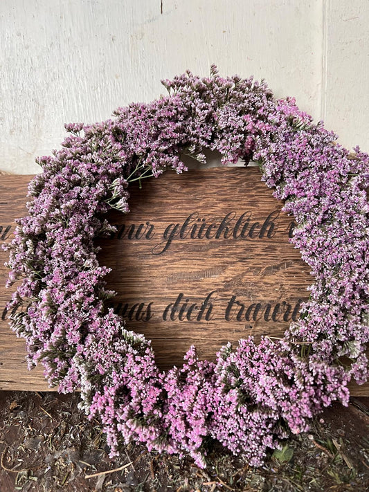 Trockenblumen Kranz Strandflieder | Hält ewig | Zeitlose Wanddeko | Türkranz langlebig | Handgemacht 20-30cm