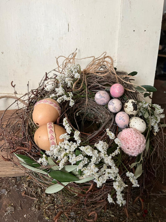 Osterkranz langlebig | Moos & Olive | Kranz hält über Jahre | Strandflieder & Eier | Handgemacht 20-30cm