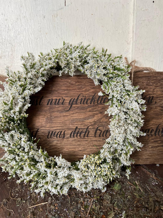 Trockenblumen Kranz Strandflieder | Hält ewig | Zeitlose Wanddeko | Türkranz langlebig | Handgemacht 20-30cm