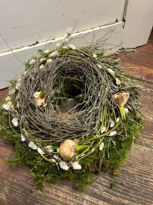 Osterdeko Kranz natürlich | Mooskranz mit echten Palmkätzchen & Thymian | Frühlingsdeko Haustür | Handgefertigter Naturkranz zu Ostern
