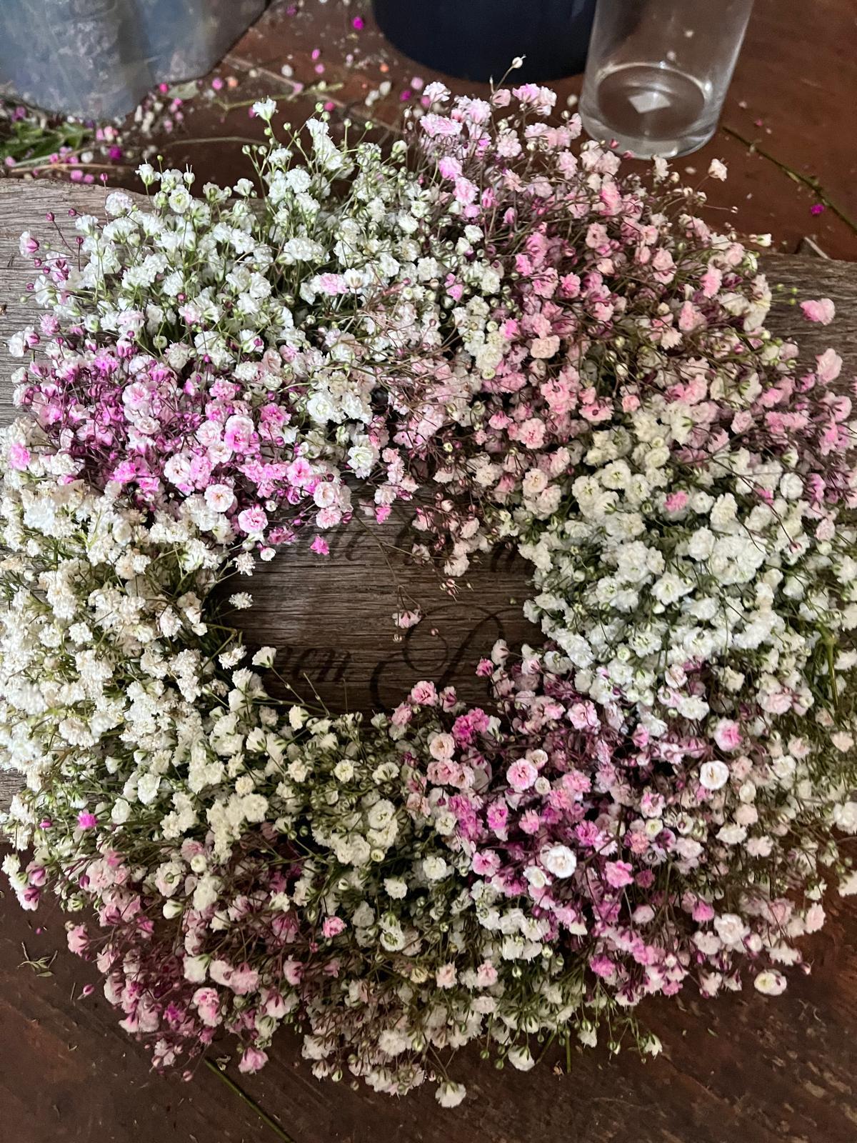 Tischkranz Schleierkraut üppig & dicht | Handgebundener Naturkranz | Boho Wohndeko weiß | Trockenblumenkranz zeitlos | Verschiedene Größen