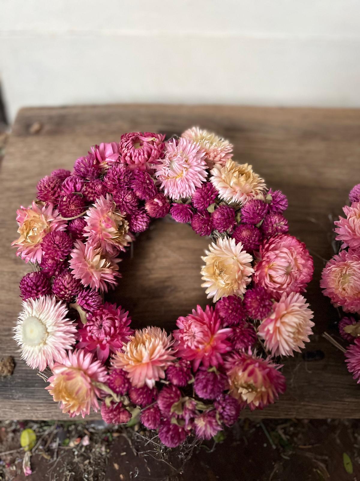 Trockenblumenkranz 16 cm – Wandkranz & Tischdeko – Boho Dekoration handgefertigt – Unikat