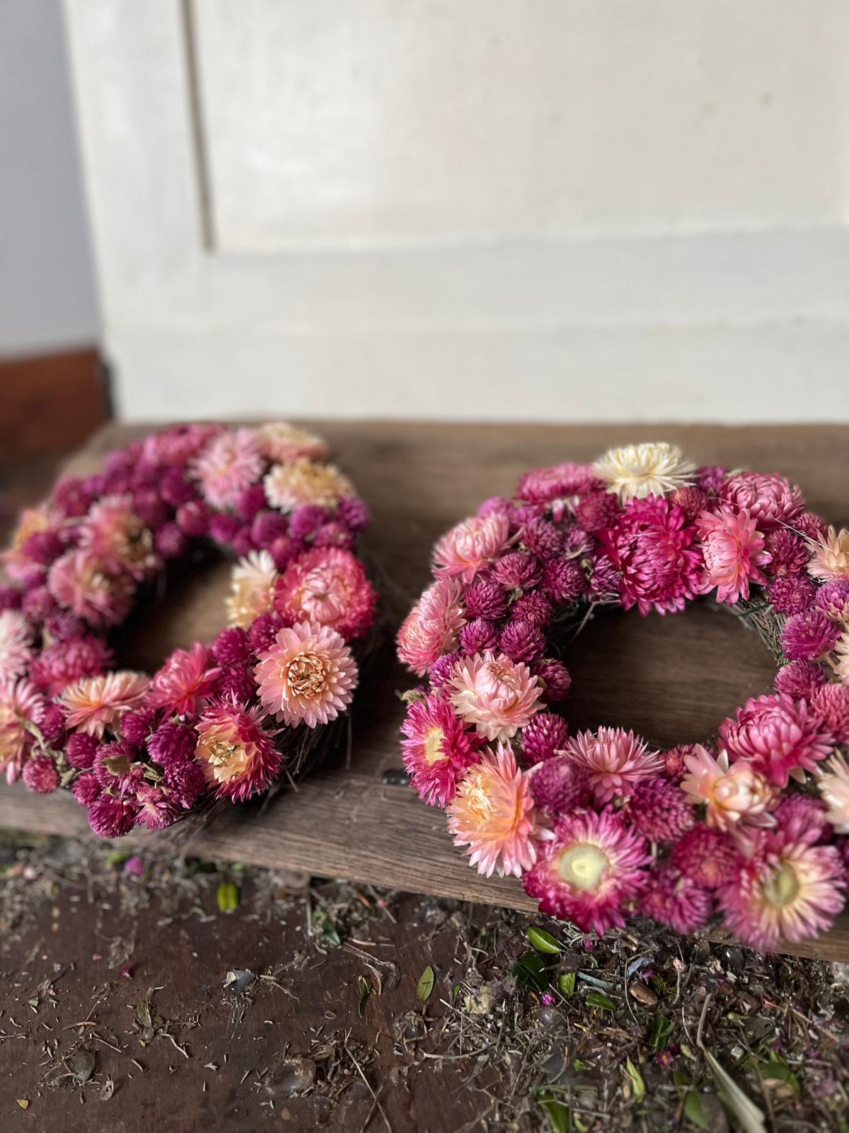 Trockenblumenkranz 16 cm – Wandkranz & Tischdeko – Boho Dekoration handgefertigt – Unikat