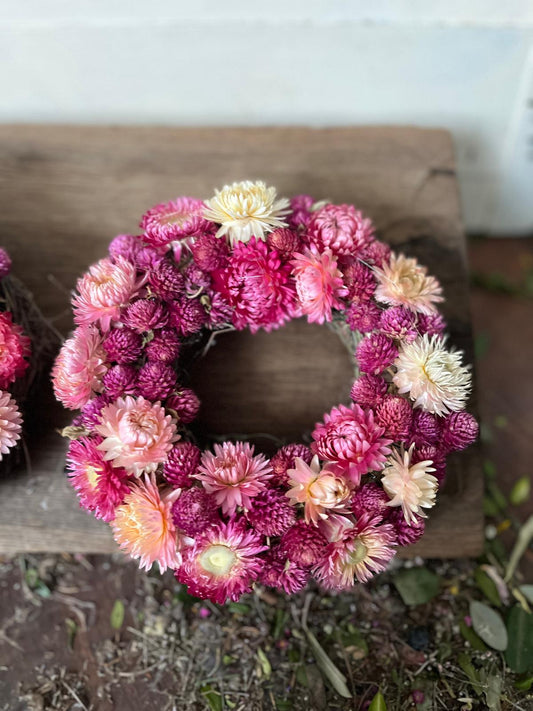 Trockenblumenkranz 16 cm – Wandkranz & Tischdeko – Boho Dekoration handgefertigt – Unikat
