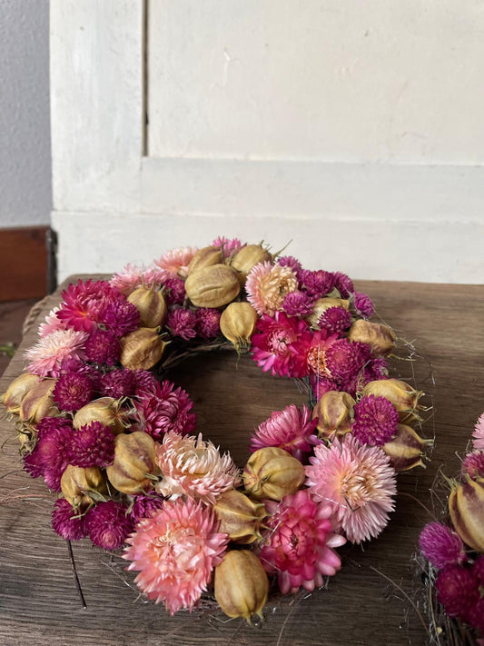 Kleiner Kranz aus echten Trockenblumen | 16 cm Durchmesser | Zeitlose Wohndeko | Handgemachtes Einzelstück | Boho Look
