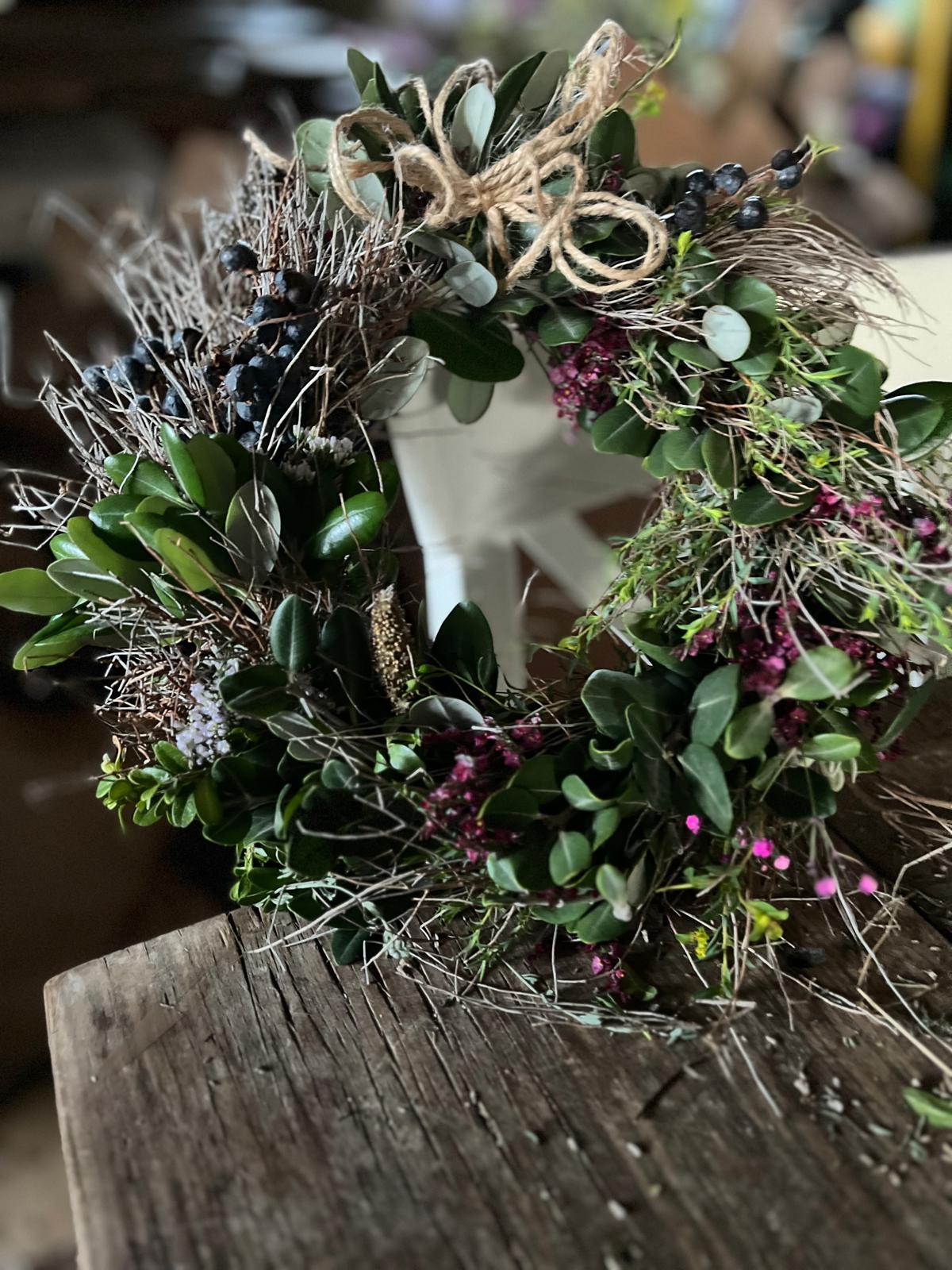 Gemischter Trockenblumenkranz – Handgefertigter Naturkranz – Zeitlose Wanddeko & Tischkranz – 25cm oder 30cm – Unikat
