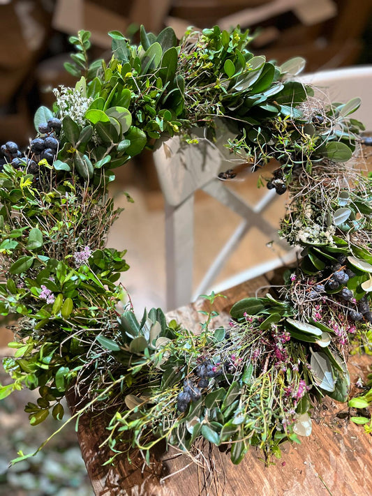 Naturkranz handgemacht – Trocknet schön ein – Individuelle Wanddeko & Tischkranz – Boho Stil – Verschiedene Größen
