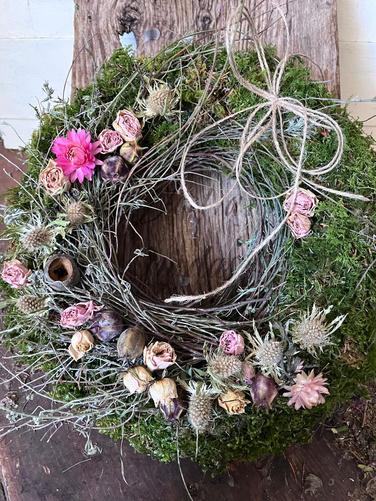 Nostalgischer Trockenblumenkranz – Zeitlose Deko im Vintage-Stil – Wandkranz & Tischdeko – 20cm 25cm 30cm – Unikat