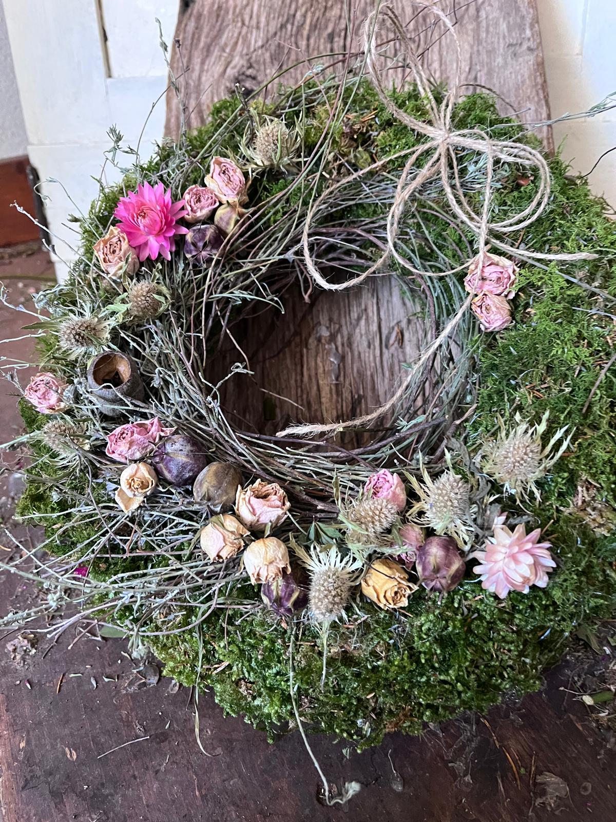 Nostalgischer Trockenblumenkranz – Zeitlose Deko im Vintage-Stil – Wandkranz & Tischdeko – 20cm 25cm 30cm – Unikat