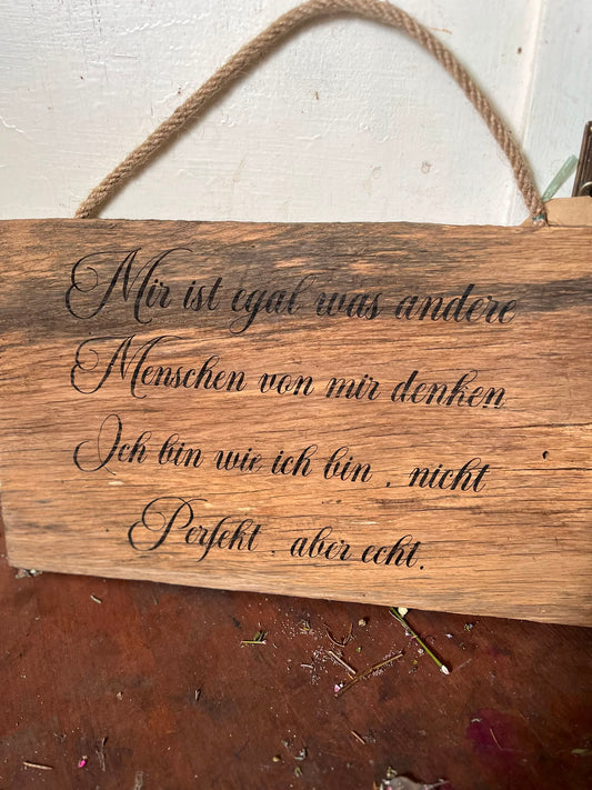 Holzschild mit Spruch, Dekoschild Holz