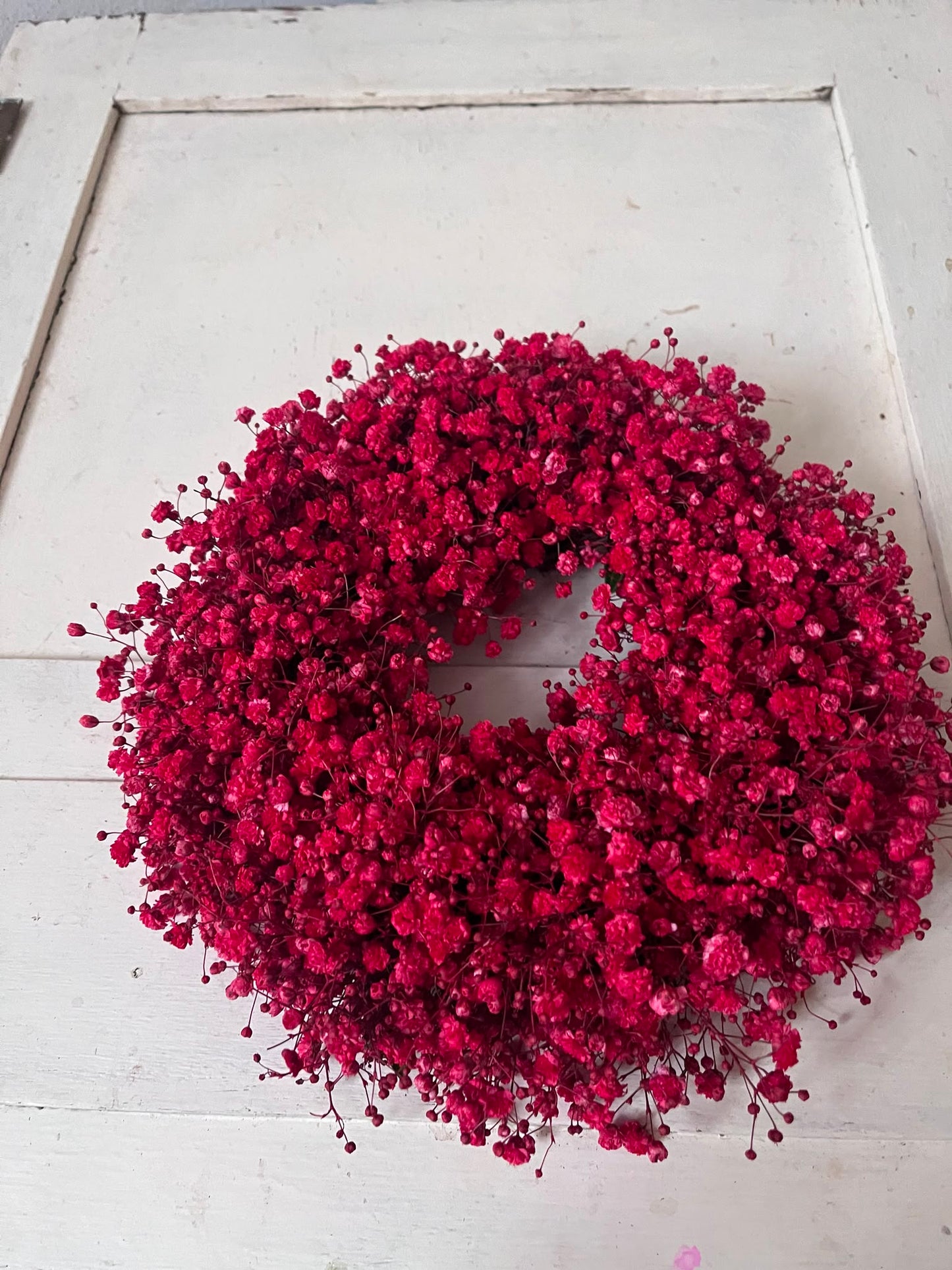 Roter Schleierkraut Kranz, Türkranz Trockenblumen, Wandkranz Rot, Tischkranz Ganzjährig, Boho Wohndeko, Handgemacht, Naturkranz Unikat