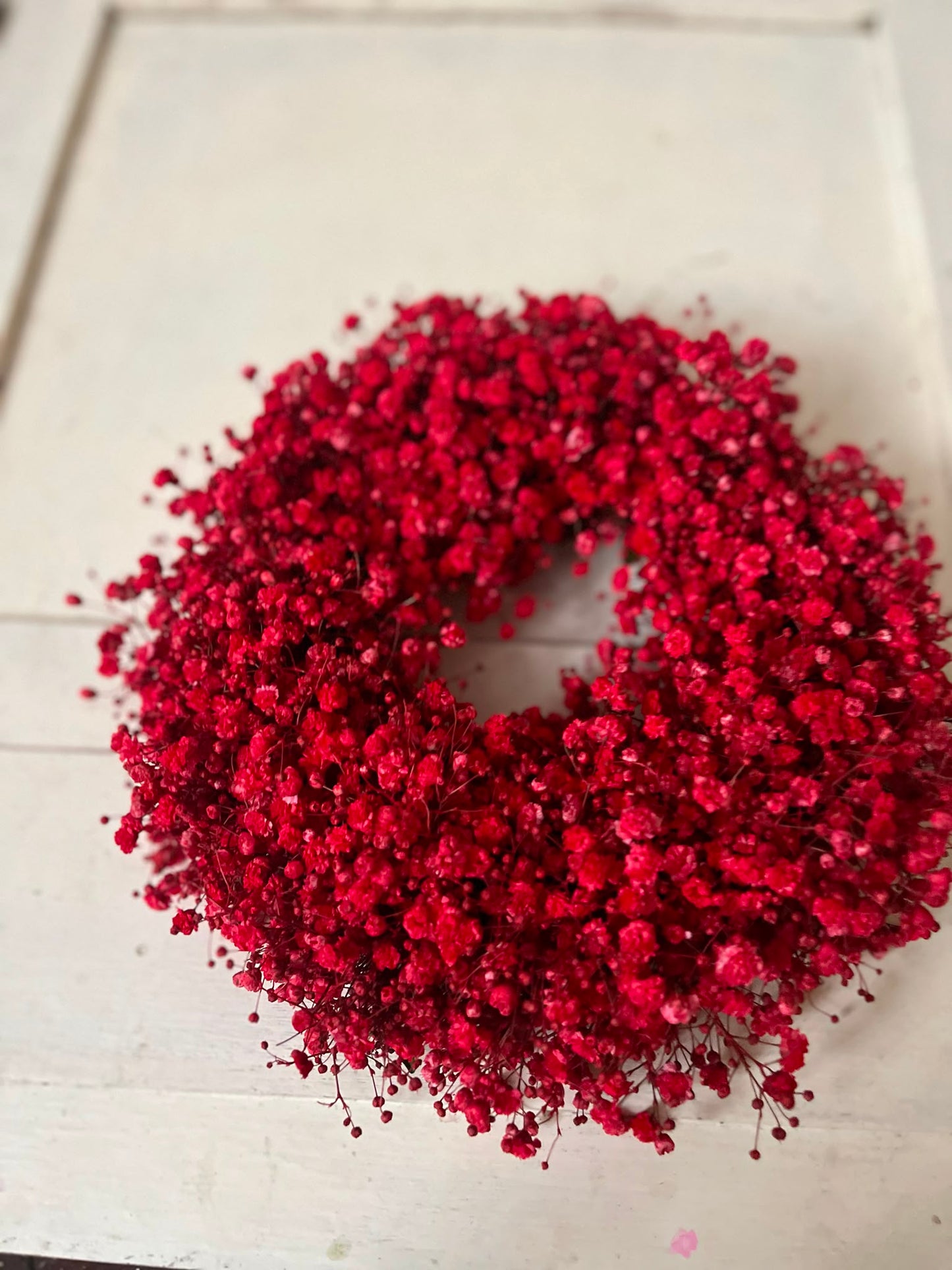 Roter Schleierkraut Kranz, Türkranz Trockenblumen, Wandkranz Rot, Tischkranz Ganzjährig, Boho Wohndeko, Handgemacht, Naturkranz Unikat