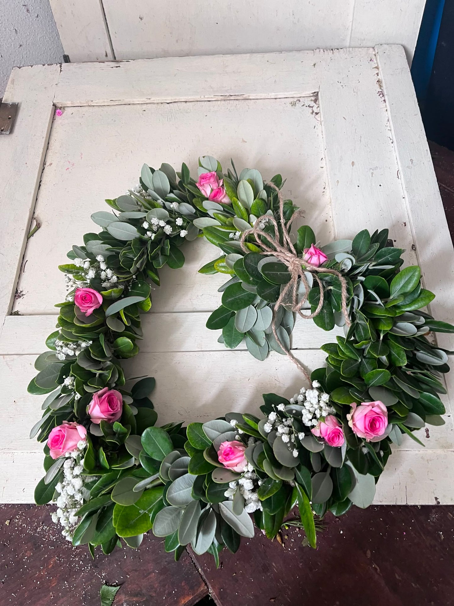 Herz Naturkranz Dekokranz handgemacht | Trockenblumenkranz Unikat | Wandkranz Türkranz trocknet ein | Boho Tischdeko langlebig, 20cm / 25cm / 30cm