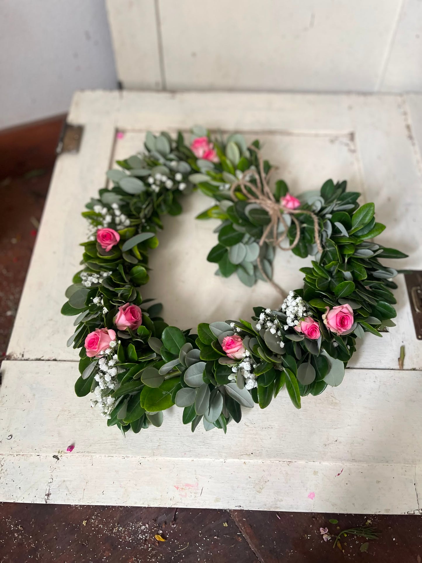 Herz Naturkranz Dekokranz handgemacht | Trockenblumenkranz Unikat | Wandkranz Türkranz trocknet ein | Boho Tischdeko langlebig, 20cm / 25cm / 30cm