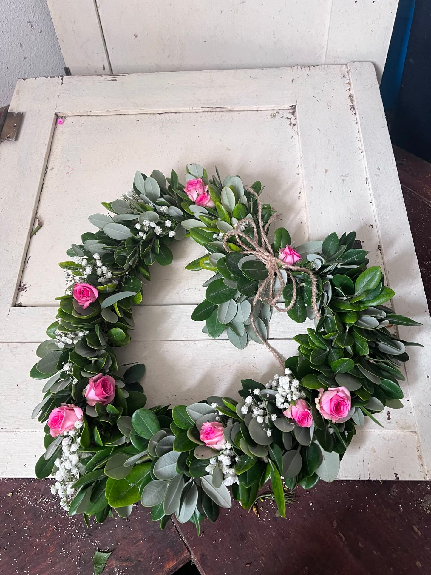 Herz Naturkranz Dekokranz handgemacht | Trockenblumenkranz Unikat | Wandkranz Türkranz trocknet ein | Boho Tischdeko langlebig, 20cm / 25cm / 30cm