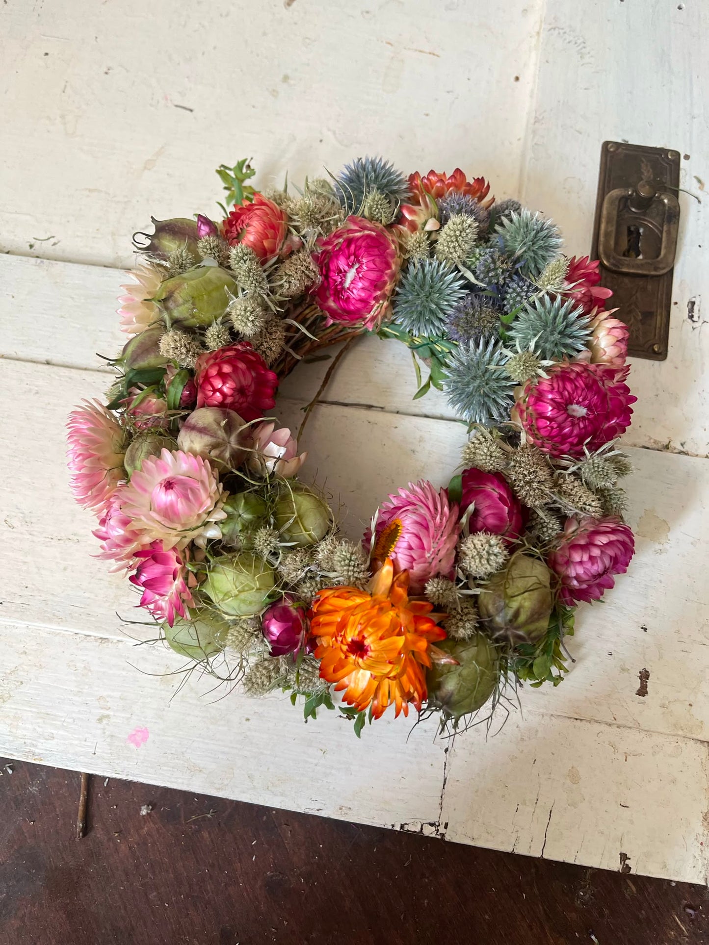 Trockenblumenkranz klein 18cm | Dekokranz handgemacht Unikat | Wandkranz Türkranz Natur | Boho Tischdeko Kerzenkranz, Geschenk Idee