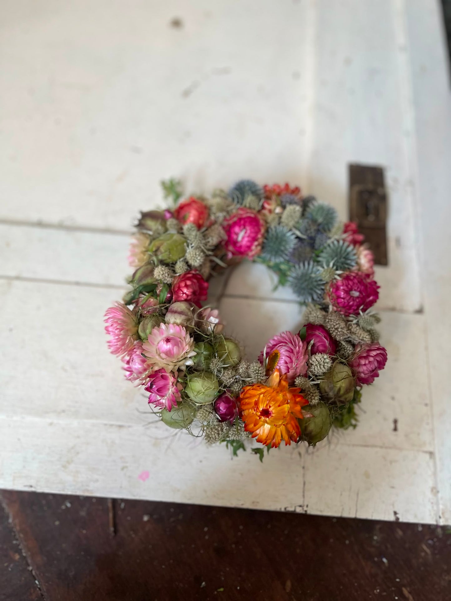 Trockenblumenkranz klein 18cm | Dekokranz handgemacht Unikat | Wandkranz Türkranz Natur | Boho Tischdeko Kerzenkranz, Geschenk Idee
