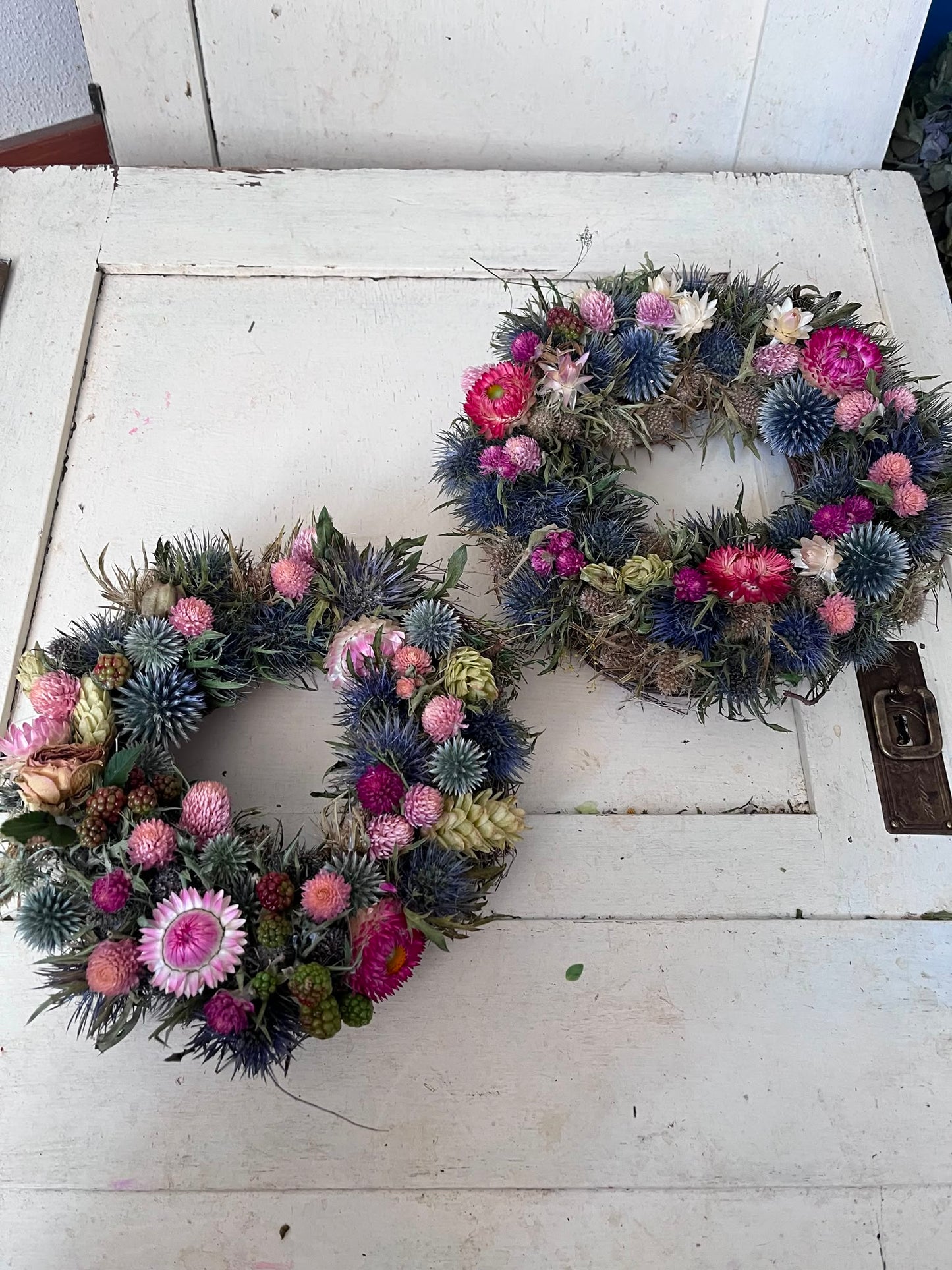 Trockenblumenkranz Dekokranz handgemacht | Wandkranz Türkranz Natur | Boho Tischdeko Kerzenkranz Unikat | Geschenk Idee, 20cm / 23cm