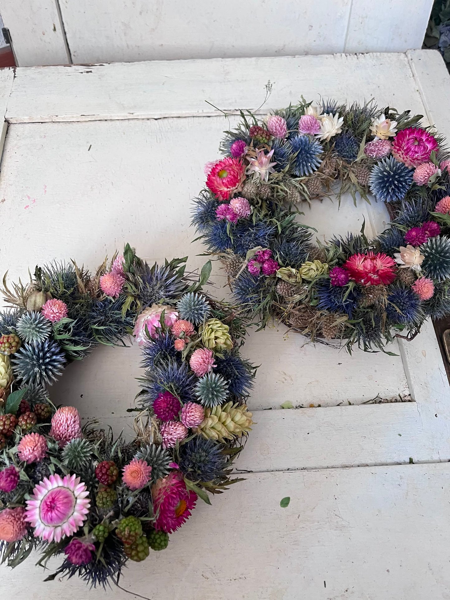 Trockenblumenkranz Dekokranz handgemacht | Wandkranz Türkranz Natur | Boho Tischdeko Kerzenkranz Unikat | Geschenk Idee, 20cm / 23cm