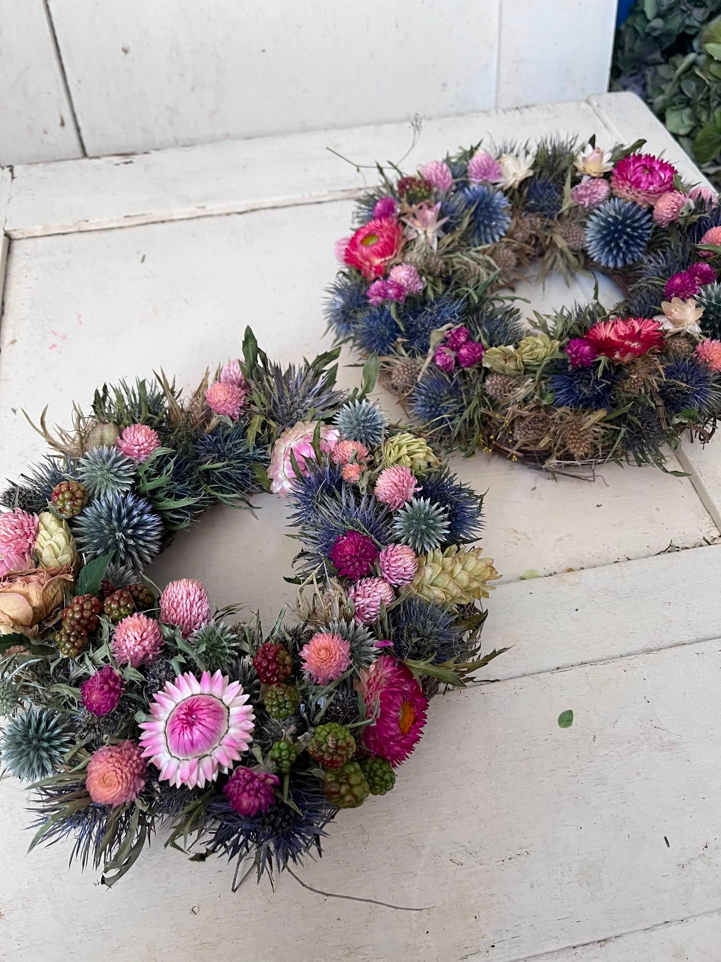 Trockenblumenkranz Dekokranz handgemacht | Wandkranz Türkranz Natur | Boho Tischdeko Kerzenkranz Unikat | Geschenk Idee, 20cm / 23cm
