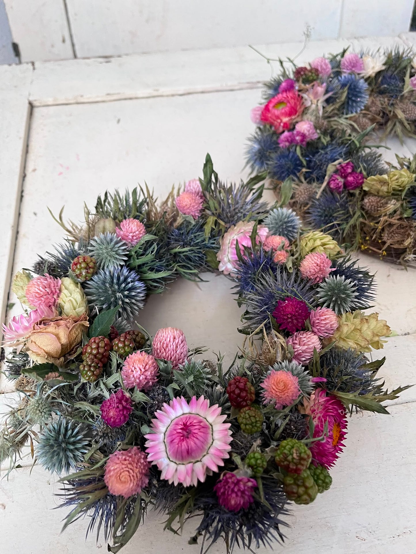 Trockenblumenkranz Dekokranz handgemacht | Wandkranz Türkranz Natur | Boho Tischdeko Kerzenkranz Unikat | Geschenk Idee, 20cm / 23cm