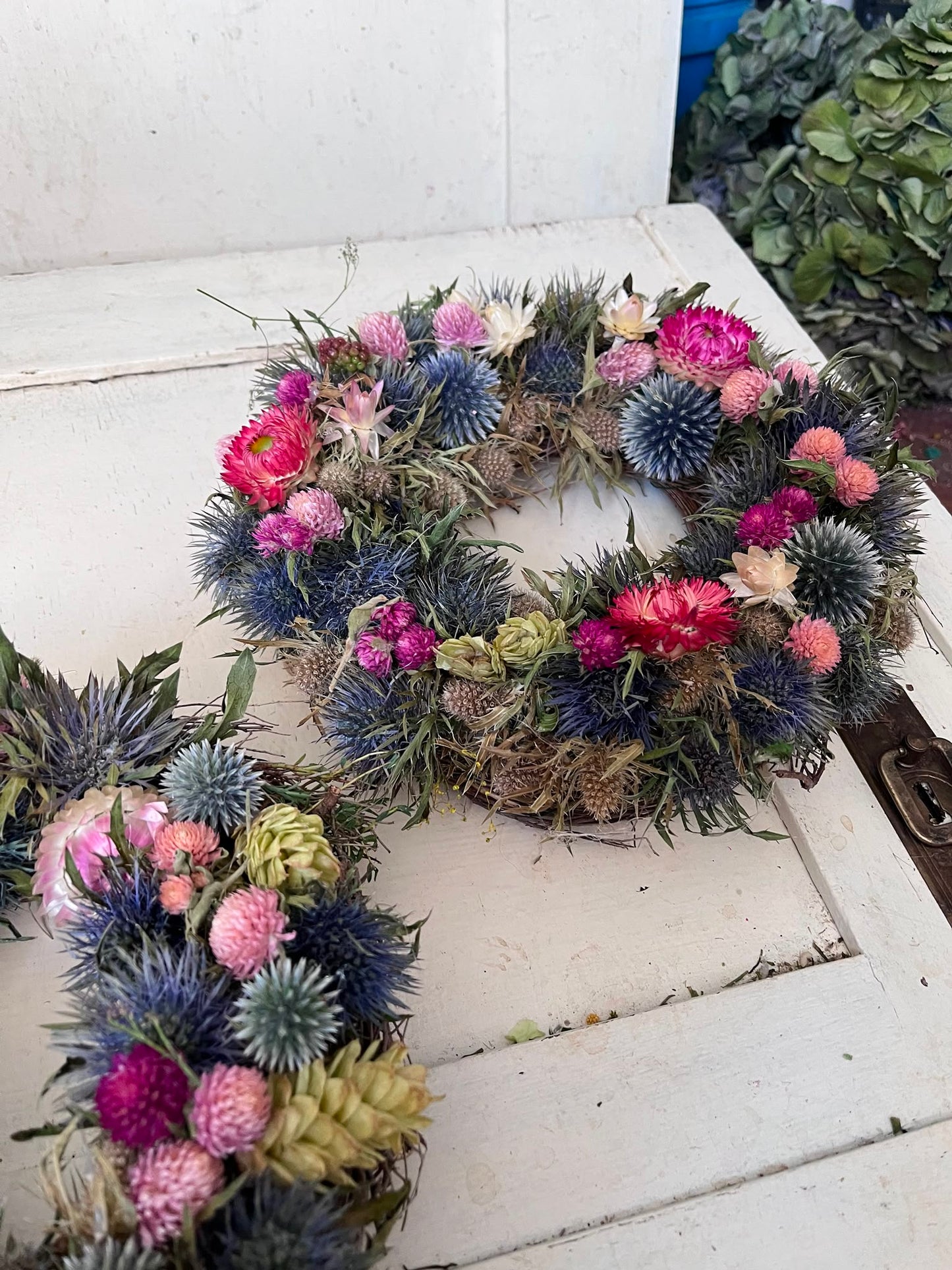 Trockenblumenkranz Dekokranz handgemacht | Wandkranz Türkranz Natur | Boho Tischdeko Kerzenkranz Unikat | Geschenk Idee, 20cm / 23cm