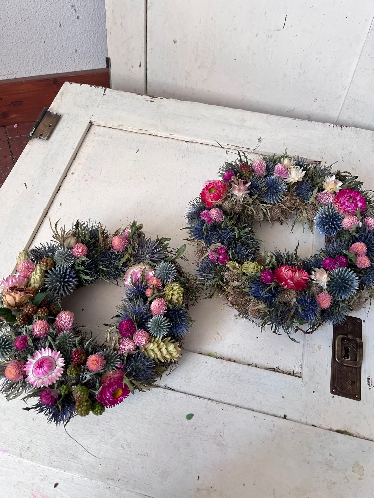 Trockenblumenkranz Dekokranz handgemacht | Wandkranz Türkranz Natur | Boho Tischdeko Kerzenkranz Unikat | Geschenk Idee, 20cm / 23cm