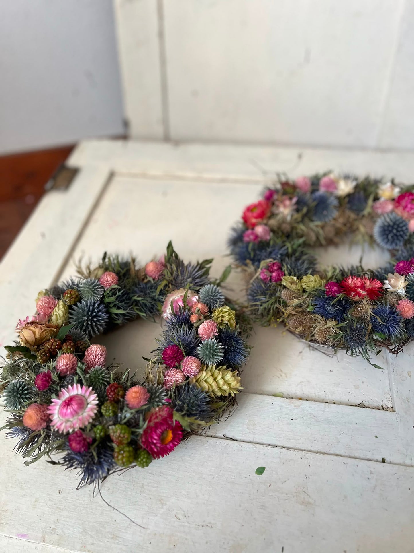Trockenblumenkranz Dekokranz handgemacht | Wandkranz Türkranz Natur | Boho Tischdeko Kerzenkranz Unikat | Geschenk Idee, 20cm / 23cm